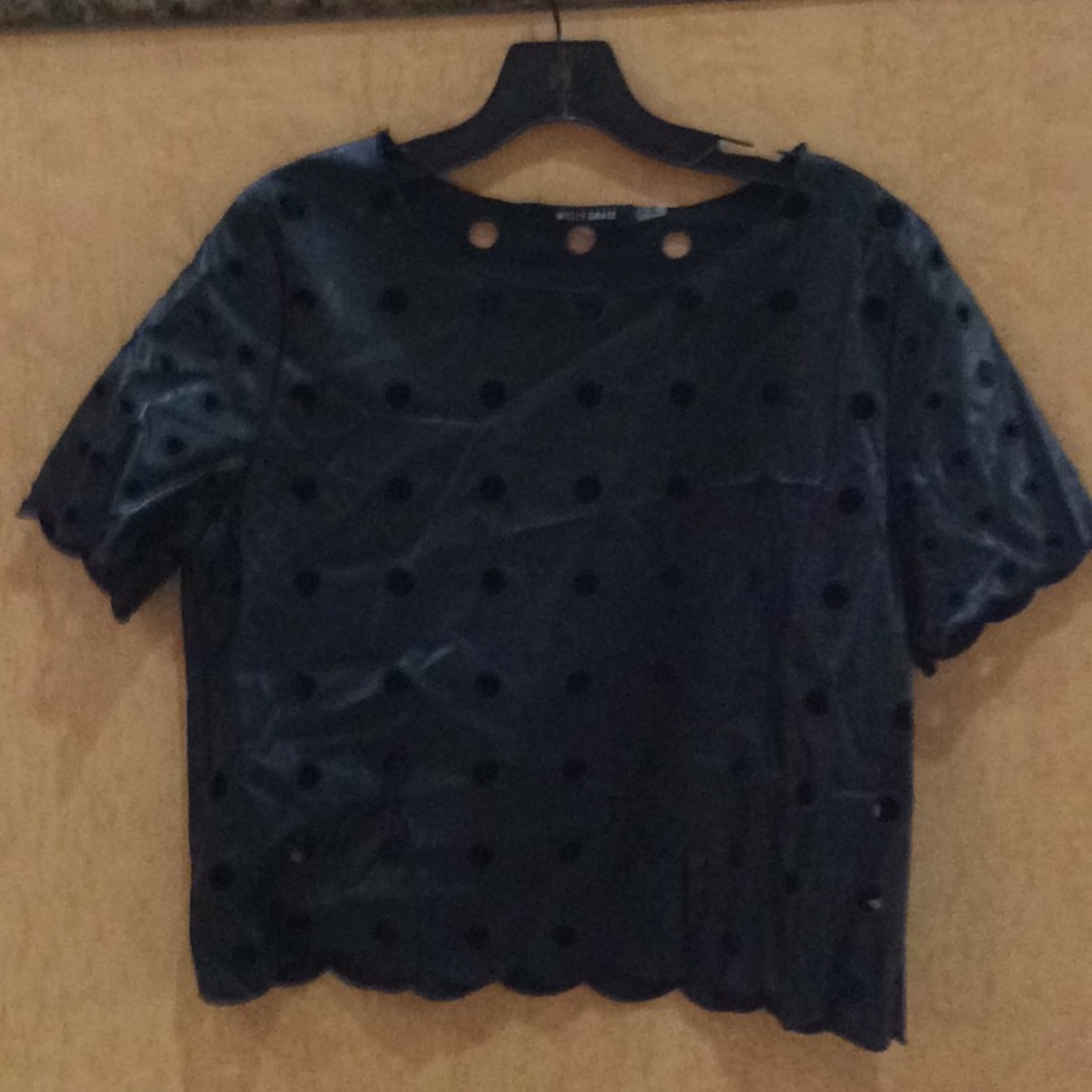 Pleather top with cut out holes